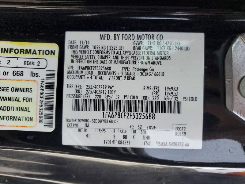 Продаж на аукціоні авто 2015 Ford Mustang, vin: 1FA6P8CF2F5325688, номер лоту: 46221436