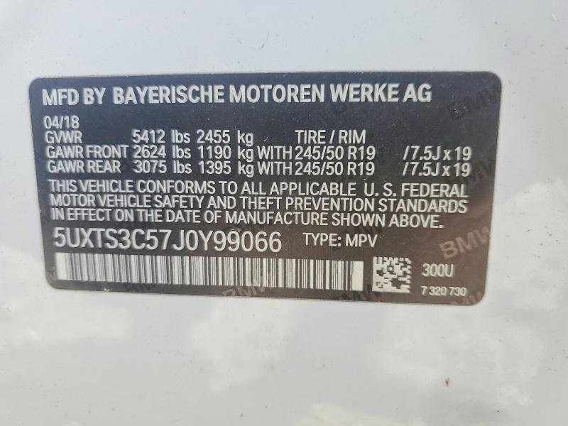 Aukcja sprzedaży 2018 Bmw X3, vin: 5UXTS3C57J0Y99066, numer aukcji: 47636966