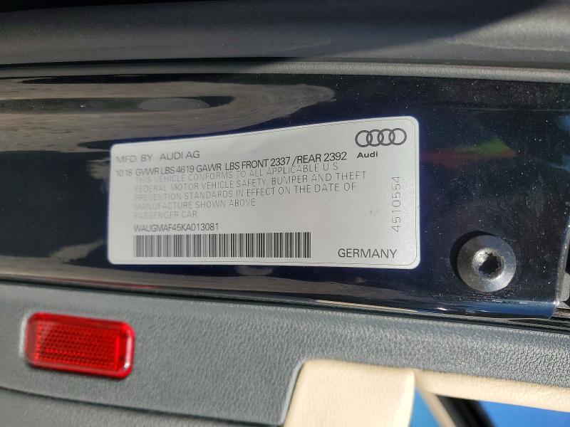 45543456 :رقم المزاد ، WAUGMAF45KA013081 vin ، 2019 Audi A4 مزاد بيع