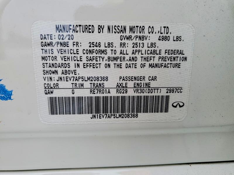 Продаж на аукціоні авто 2020 Infiniti Q50, vin: JN1EV7AP5LM208368, номер лоту: 46385086