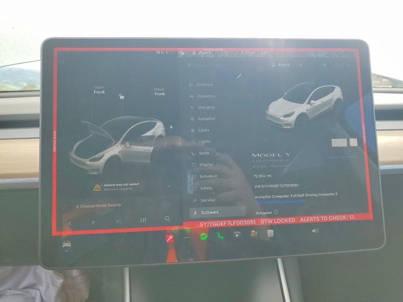 Aukcja sprzedaży 2020 Tesla Model Y, vin: 5YJYGDEF7LF003051, numer aukcji: 79646495