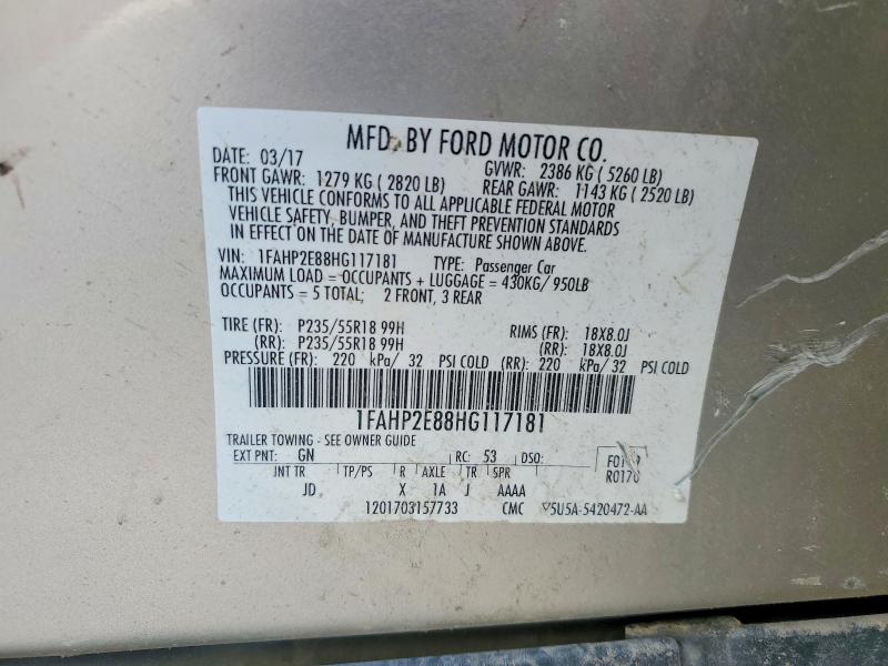 Продажа на аукционе авто 2017 Ford Taurus, vin: 1FAHP2E88HG117181, номер лота: 47379856