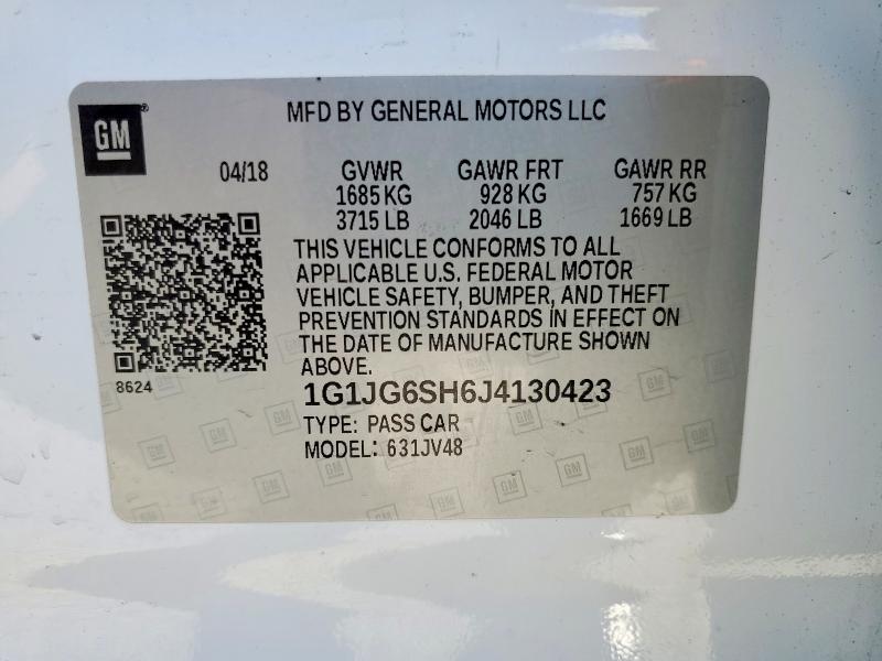 Продаж на аукціоні авто 2018 Chevrolet Sonic, vin: 1G1JG6SH6J4130423, номер лоту: 46335806