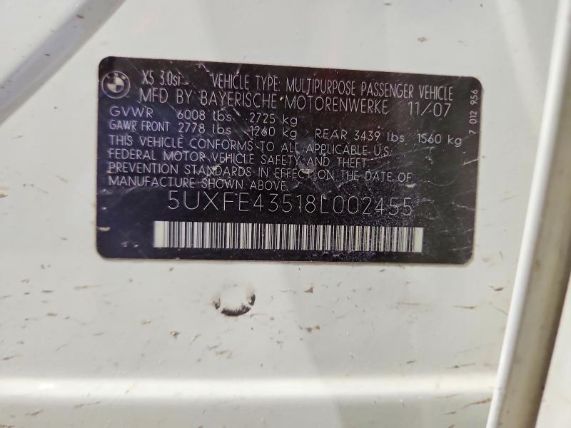 Продажа на аукционе авто 2008 Bmw X5, vin: 5UXFE43518L002455, номер лота: 79818015