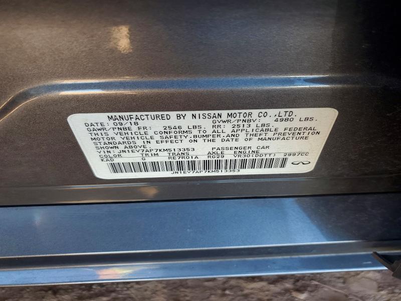 47419776 :رقم المزاد ، JN1EV7AP7KM513353 vin ، 2019 Infiniti Q50 مزاد بيع