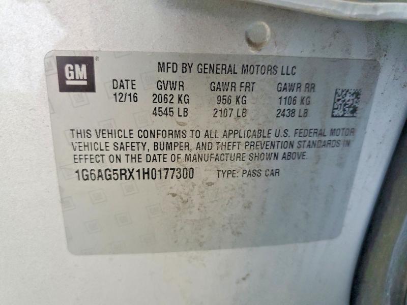 2017 Cadillac Ats მანქანა იყიდება აუქციონზე, vin: 1G6AG5RX1H0177300, აუქციონის ნომერი: 47191676