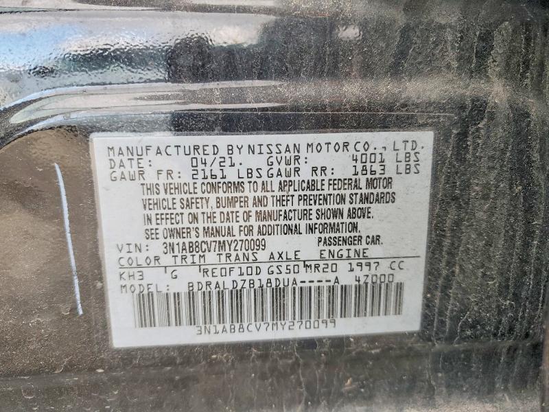 Продаж на аукціоні авто 2021 Nissan Sentra, vin: 3N1AB8CV7MY270099, номер лоту: 47007286