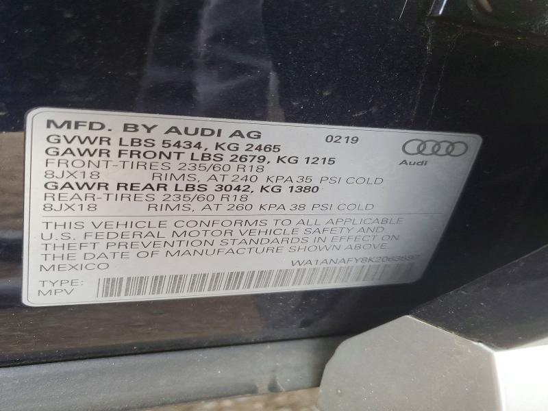 Продаж на аукціоні авто 2019 Audi Q5, vin: WA1ANAFY8K2063597, номер лоту: 47835756