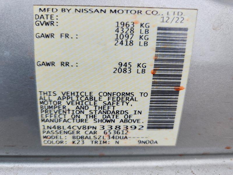 Auction sale of the 2023 Nissan Altima, vin: 1N4BL4CV8PN338392, lot number: 47988646