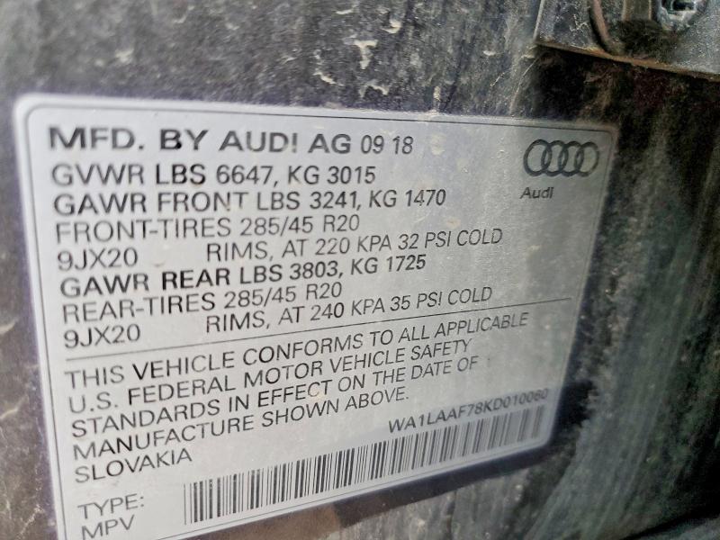 Продаж на аукціоні авто 2019 Audi Q7, vin: WA1LAAF78KD010060, номер лоту: 46361566