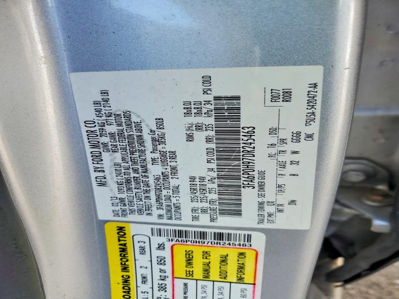 41874056 :رقم المزاد ، 3FA6P0H97DR245463 vin ، 2013 Ford Fusion مزاد بيع
