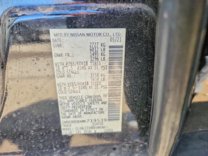 Aukcja sprzedaży 2021 Nissan Frontier, vin: 1N6ED0EBXMN719539, numer aukcji: 47186916