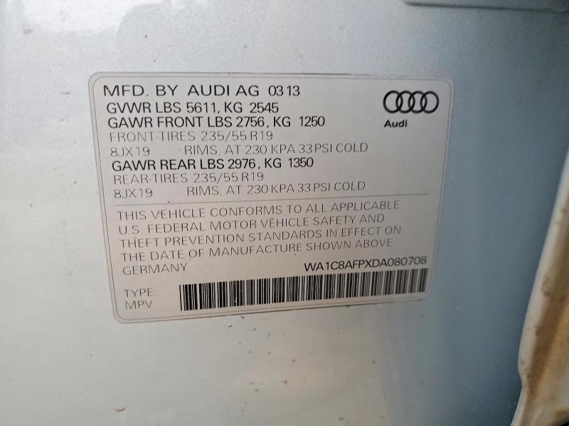 46087036 :رقم المزاد ، WA1C8AFPXDA080708 vin ، 2013 Audi Q5 مزاد بيع