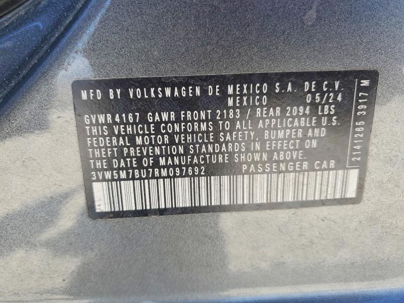Aukcja sprzedaży 2024 Volkswagen Jetta, vin: 3VW5M7BU7RM097692, numer aukcji: 47238946