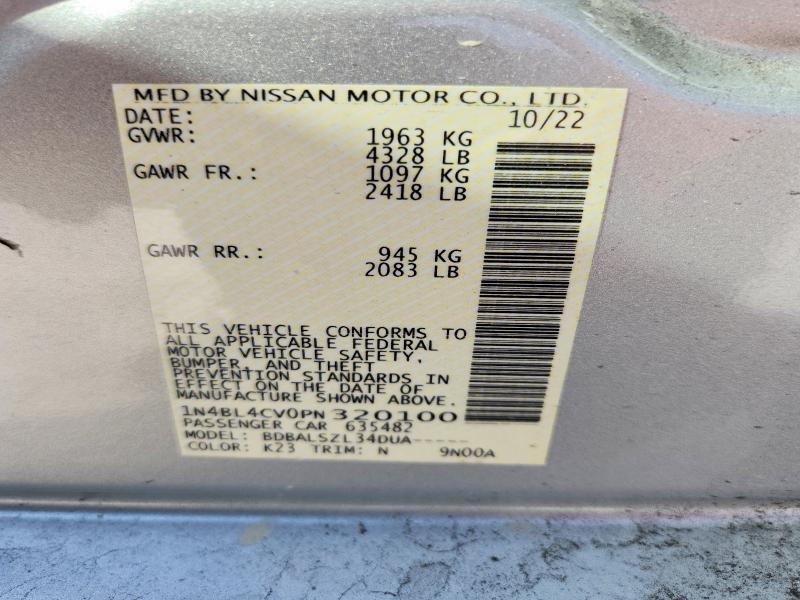 Aukcja sprzedaży 2023 Nissan Altima, vin: 1N4BL4CV0PN320100, numer aukcji: 48177666