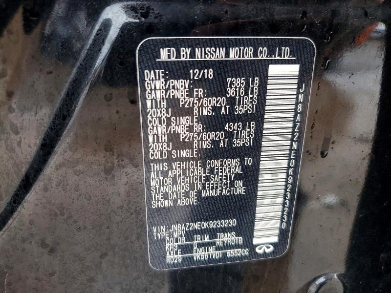 Aukcja sprzedaży 2019 Infiniti Qx80, vin: JN8AZ2NE0K9233230, numer aukcji: 41933466