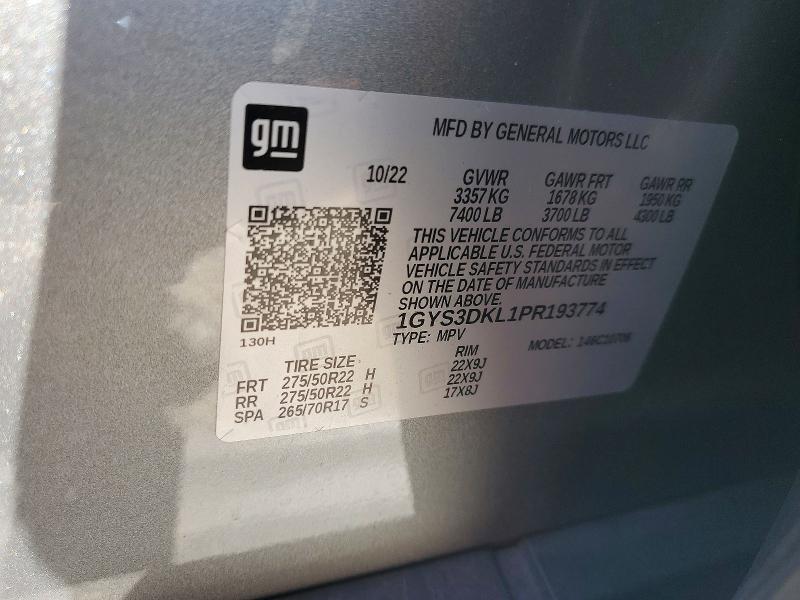 2023 Cadillac Escalade მანქანა იყიდება აუქციონზე, vin: 1GYS3DKL1PR193774, აუქციონის ნომერი: 46701596