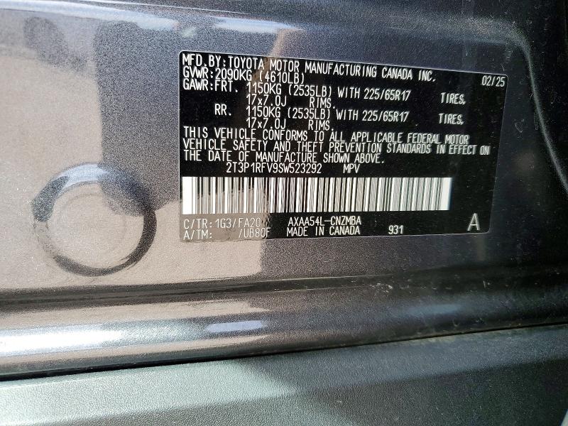46450396 :رقم المزاد ، 2T3P1RFV9SW523292 vin ، 2025 Toyota Rav4 مزاد بيع