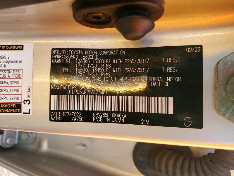 Продажа на аукционе авто 2023 Toyota 4runner, vin: JTEPU5JR2P6135481, номер лота: 47082406