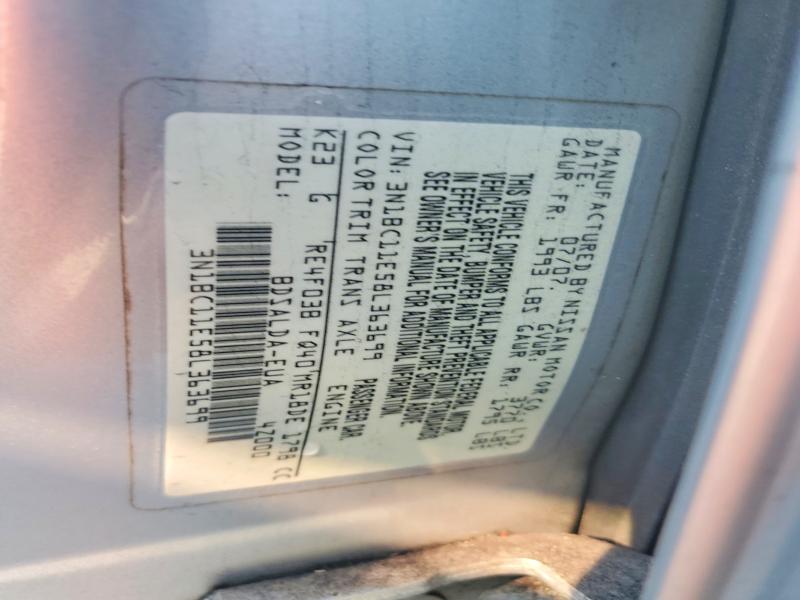 2008 Nissan Versa მანქანა იყიდება აუქციონზე, vin: 3N1BC11E58L363699, აუქციონის ნომერი: 79981605