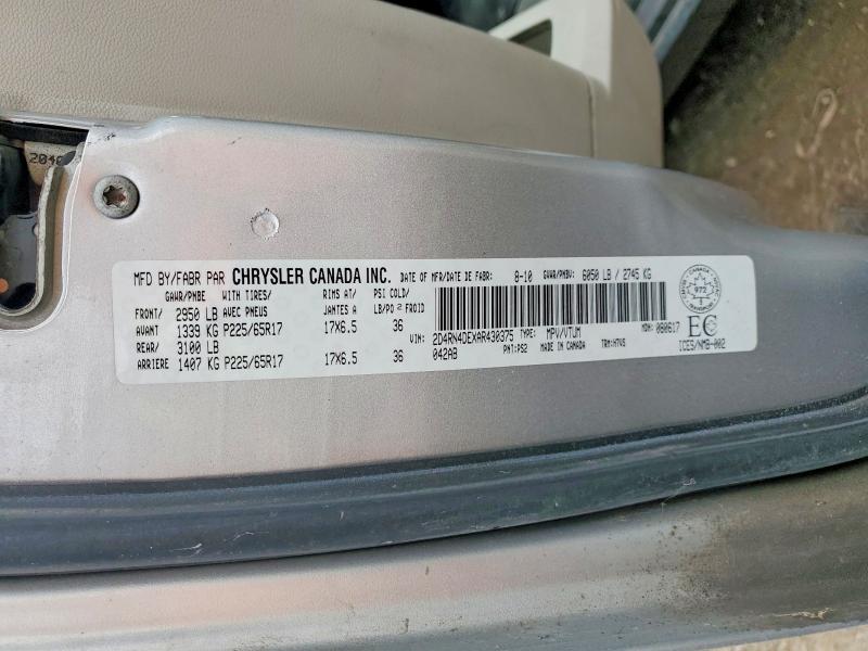45930216 :رقم المزاد ، 2D4RN4DEXAR430375 vin ، 2010 Dodge Grand Caravan مزاد بيع