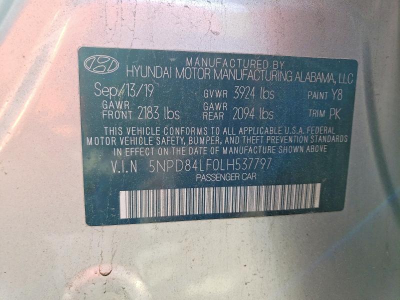 48123196 :رقم المزاد ، 5NPD84LF0LH537797 vin ، 2020 Hyundai Elantra مزاد بيع