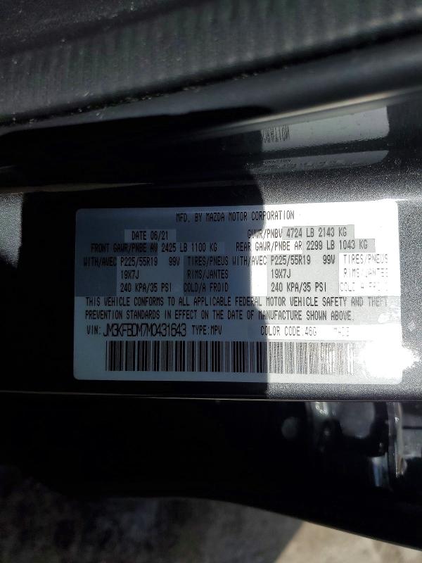 Aukcja sprzedaży 2021 Mazda Cx-5, vin: JM3KFBDM7M0431643, numer aukcji: 46161596