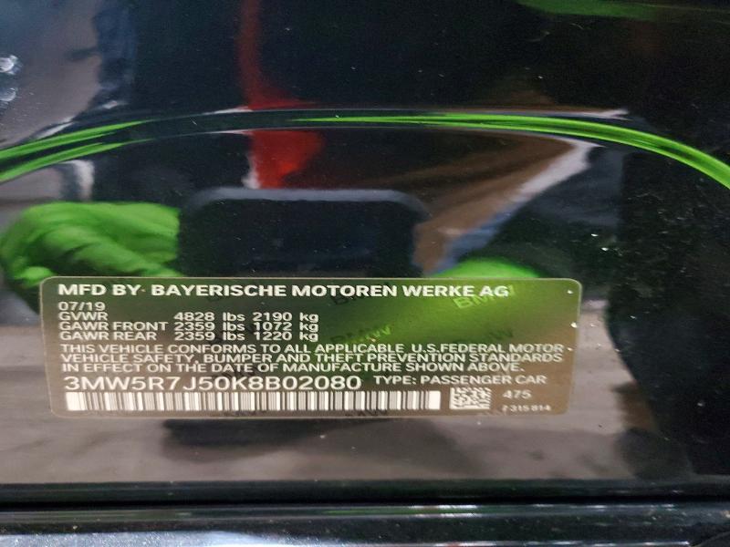 45823696 :رقم المزاد ، 3MW5R7J50K8B02080 vin ، 2019 Bmw 330xi مزاد بيع