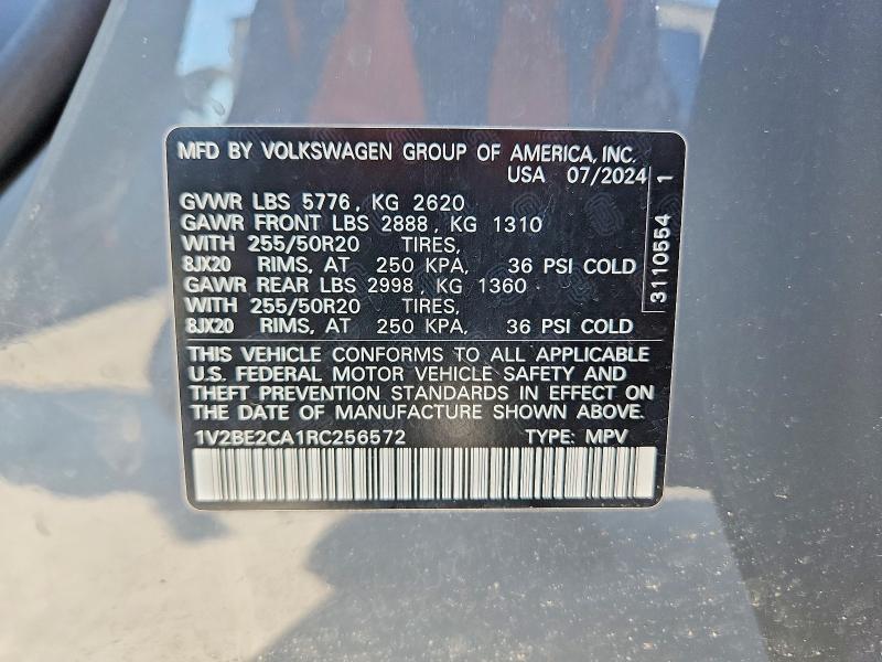 Aukcja sprzedaży 2024 Volkswagen Atlas Cross Sport, vin: 1V2BE2CA1RC256572, numer aukcji: 47199826