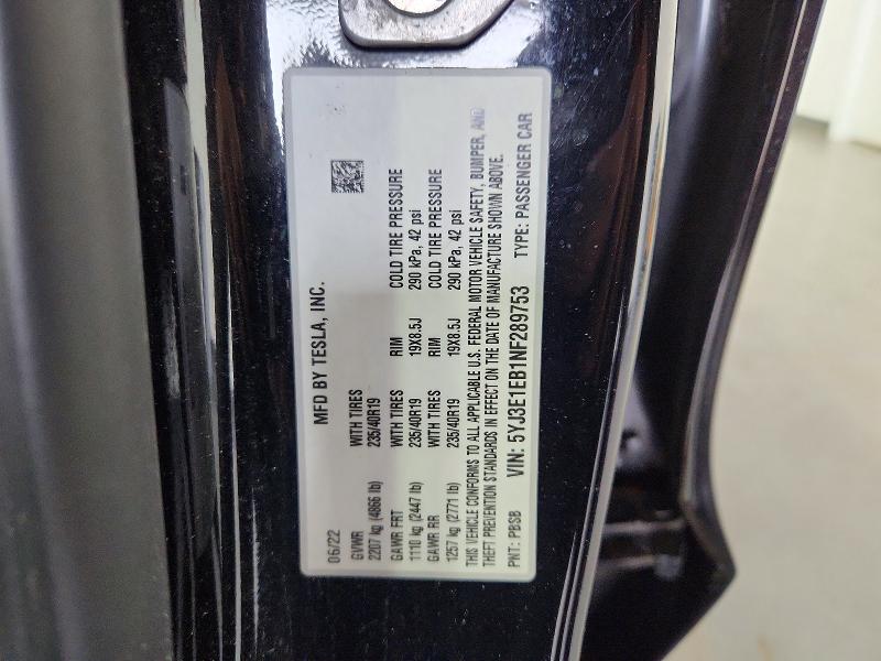 Продаж на аукціоні авто 2022 Tesla Model 3, vin: 5YJ3E1EB1NF289753, номер лоту: 47229756