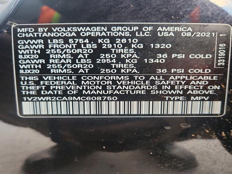 Aukcja sprzedaży 2021 Volkswagen Atlas, vin: 1V2WR2CA9MC608750, numer aukcji: 79296565