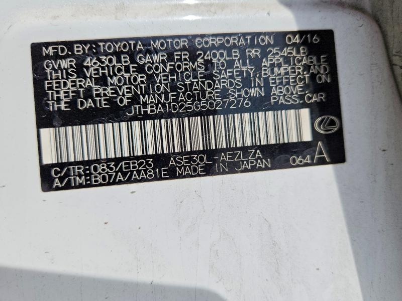 Aukcja sprzedaży 2016 Lexus Is 200t, vin: JTHBA1D25G5027276, numer aukcji: 79547765