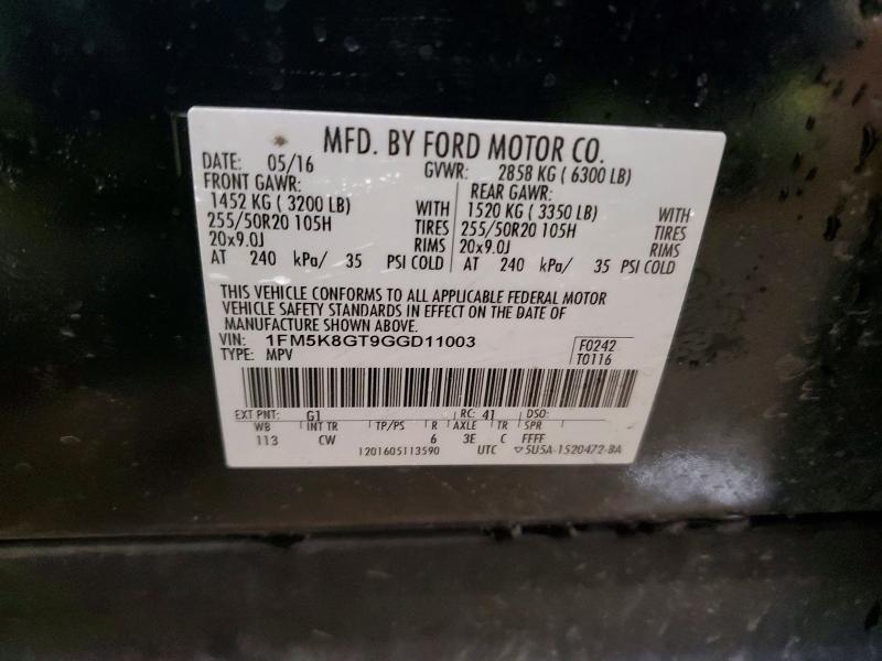 Aukcja sprzedaży 2016 Ford Explorer, vin: 1FM5K8GT9GGD11003, numer aukcji: 47133426