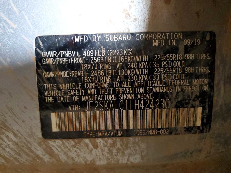 45484756 :رقم المزاد ، JF2SKALC1LH424230 vin ، 2020 Subaru Forester مزاد بيع