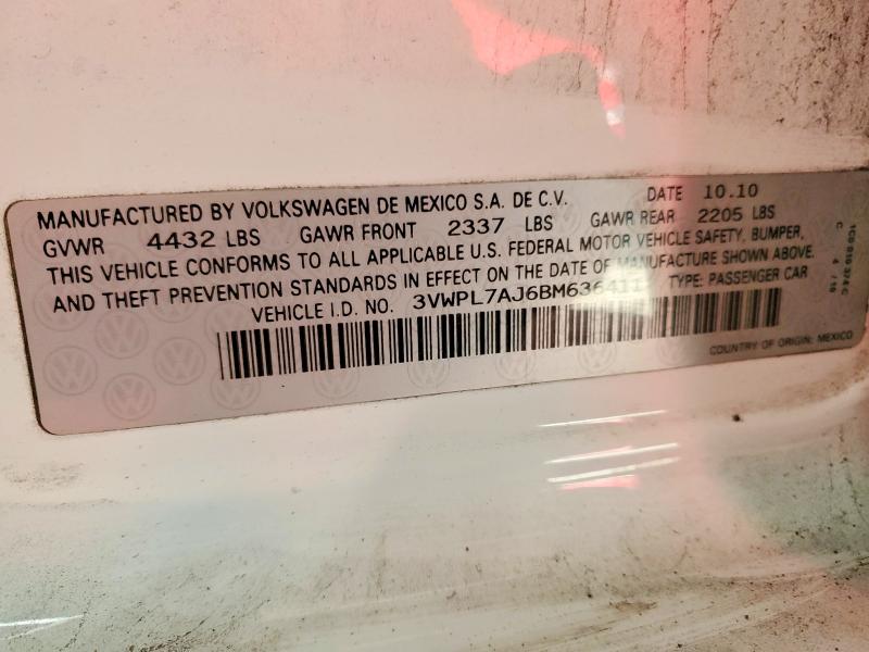 Продажа на аукционе авто 2011 Volkswagen Jetta, vin: 3VWPL7AJ6BM636411, номер лота: 78126525