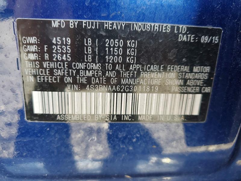 Aukcja sprzedaży 2016 Subaru Legacy, vin: 4S3BNAA62G3011819, numer aukcji: 46037346