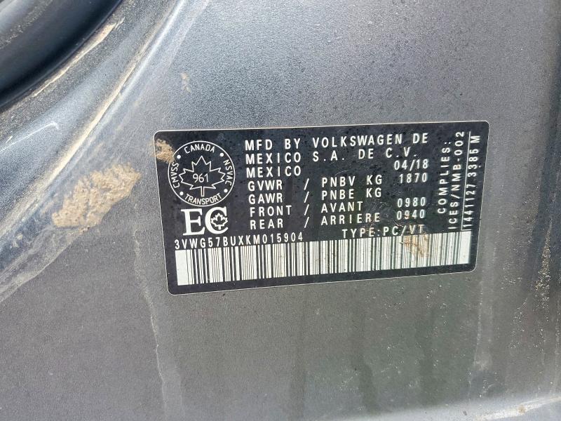 Aukcja sprzedaży 2019 Volkswagen Jetta, vin: 3VWG57BUXKM015904, numer aukcji: 46613886