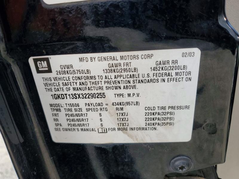 47746446 :رقم المزاد ، 1GKDT13SX32290255 vin ، 2003 Gmc Envoy مزاد بيع