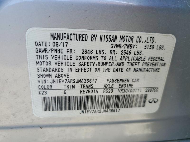 Aukcja sprzedaży 2018 Infiniti Q50, vin: JN1EV7AR2JM436617, numer aukcji: 48226576