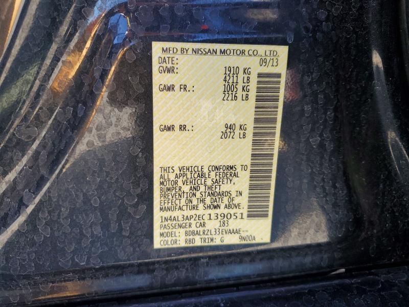 2014 Nissan Altima მანქანა იყიდება აუქციონზე, vin: 1N4AL3AP2EC139051, აუქციონის ნომერი: 47459866