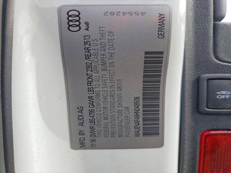79759455 :رقم المزاد ، WAUENAF46HN048508 vin ، 2017 Audi A4 مزاد بيع