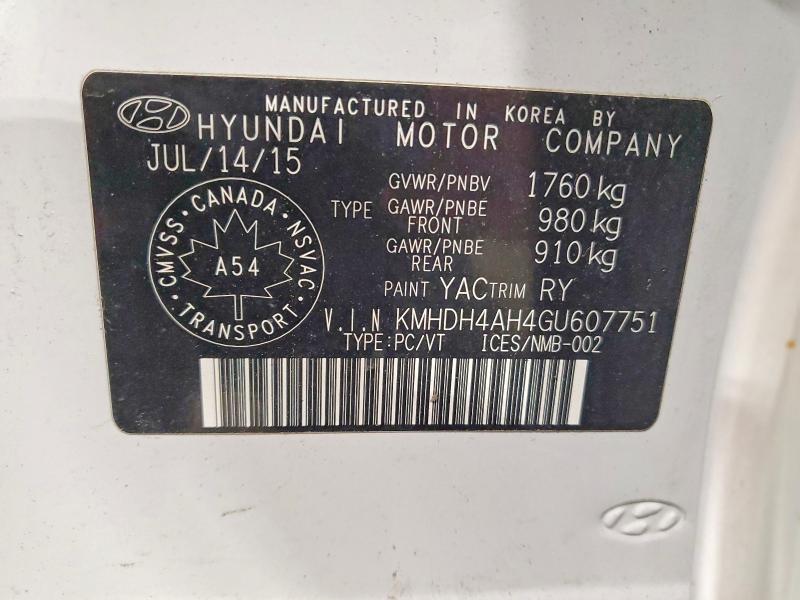 79024485 :رقم المزاد ، KMHDH4AH4GU607751 vin ، 2016 Hyundai Elantra مزاد بيع