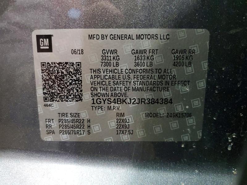 Aukcja sprzedaży 2018 Cadillac Escalade, vin: 1GYS4BKJ2JR384384, numer aukcji: 46134086