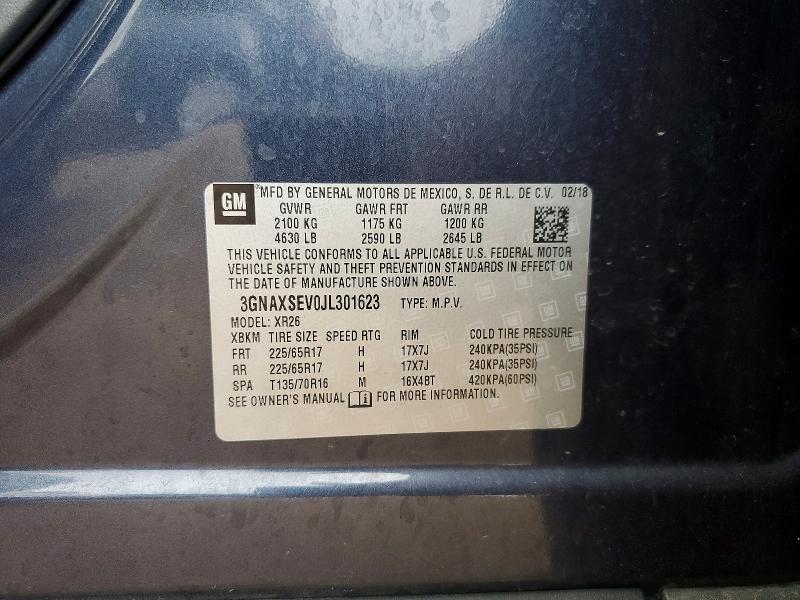 Aukcja sprzedaży 2018 Chevrolet Equinox, vin: 3GNAXSEV0JL301623, numer aukcji: 45487326