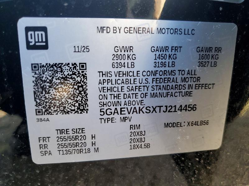 46207836 :رقم المزاد ، 5GAEVAKSXTJ214456 vin ، 2026 Buick Enclave مزاد بيع