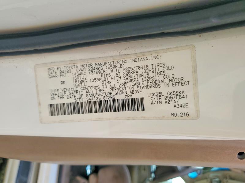 Продаж на аукціоні авто 2003 Toyota Sequoia, vin: 5TDZT34A13S187205, номер лоту: 41989916