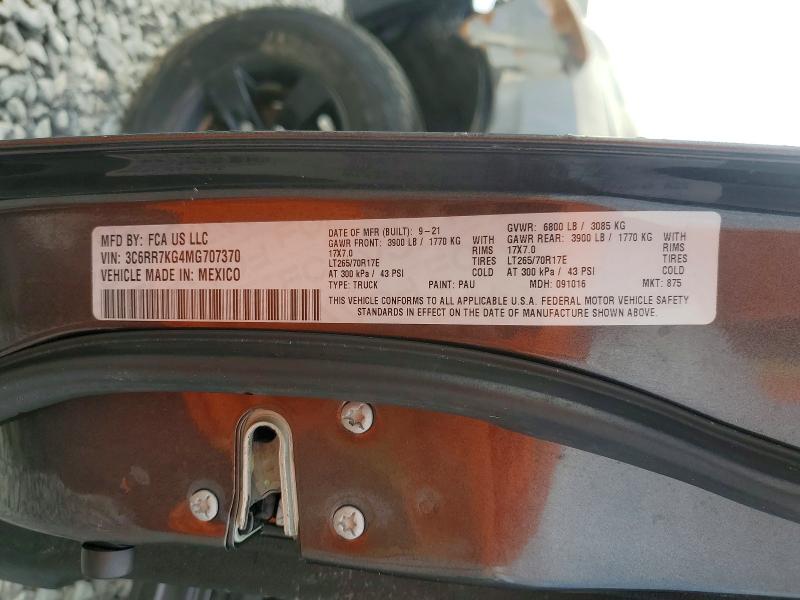 Aukcja sprzedaży 2021 Ram 1500 Classic, vin: 3C6RR7KG4MG707370, numer aukcji: 45815436