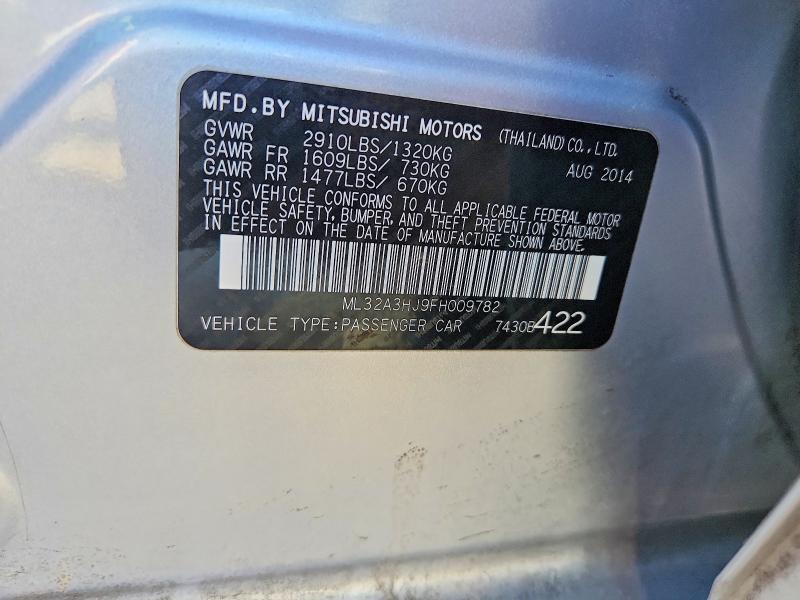 Продаж на аукціоні авто 2015 Mitsubishi Mirage, vin: ML32A3HJ9FH009782, номер лоту: 46341476
