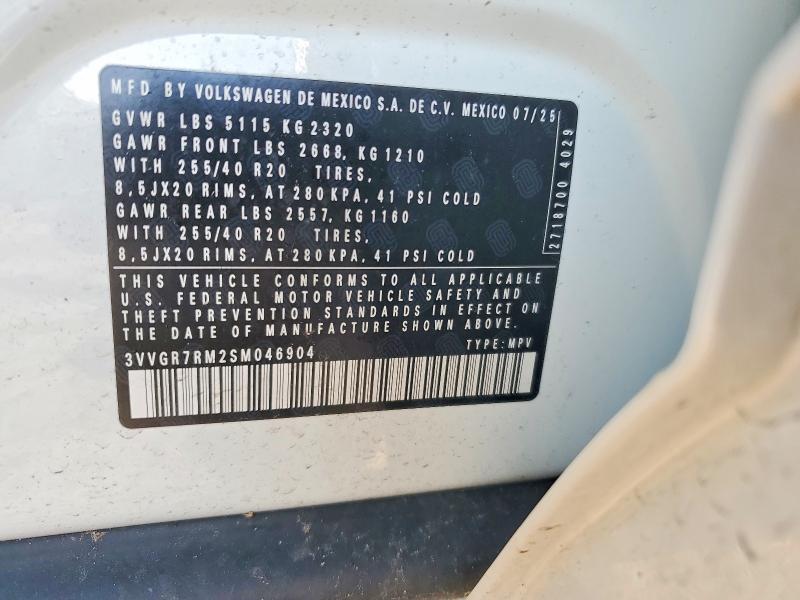 Aukcja sprzedaży 2025 Volkswagen Tiguan, vin: 3VVGR7RM2SM046904, numer aukcji: 46888236