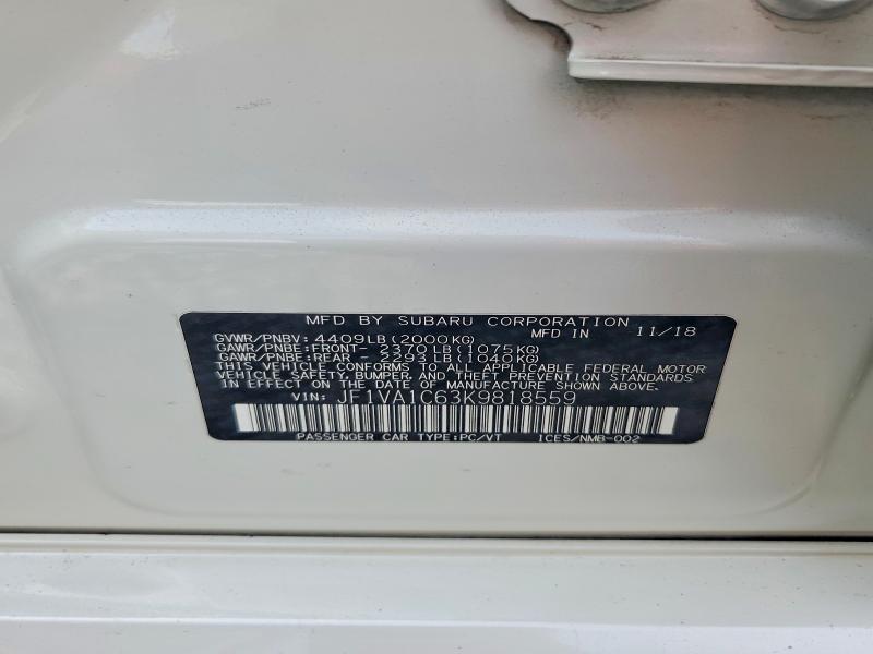 Aukcja sprzedaży 2019 Subaru Wrx, vin: JF1VA1C63K9818559, numer aukcji: 45566906